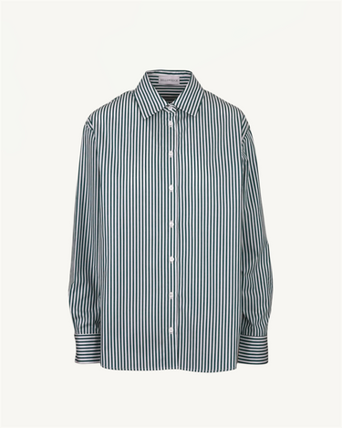 Cassie Cotton Green Striped Shirt