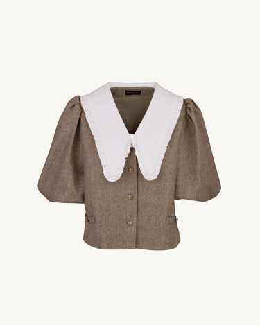 Joel Cashmere Virgin Wool Herringbone Blouse