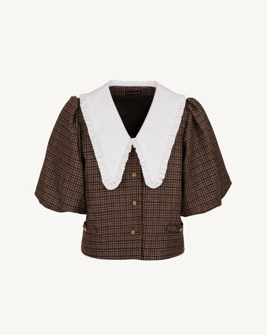 Joel Cashmere Virgin Wool Check Blouse