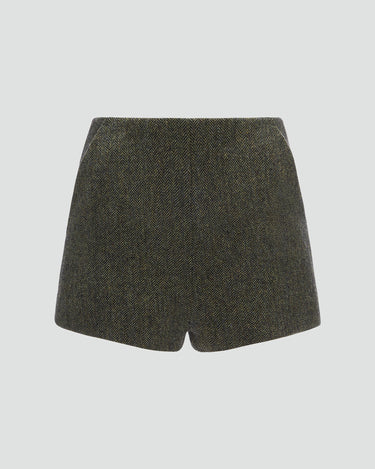 Wayne dark green herringbone shorts